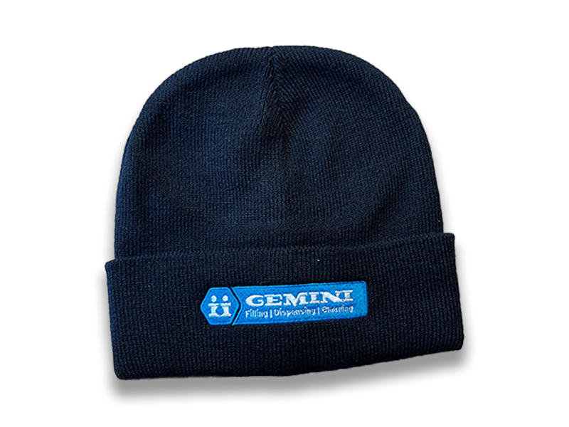 Geborduurde zwart met blauwe beanie