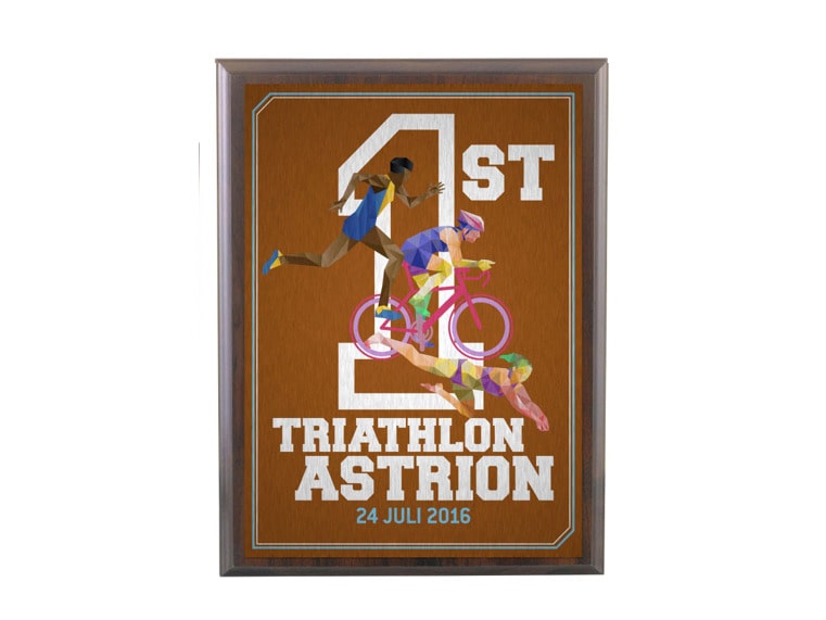 Gepersonaliseerd houten wandbord triathlon astrion