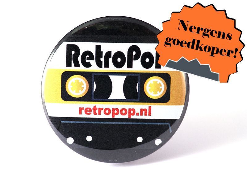 Bedrukte button 37mm retropop