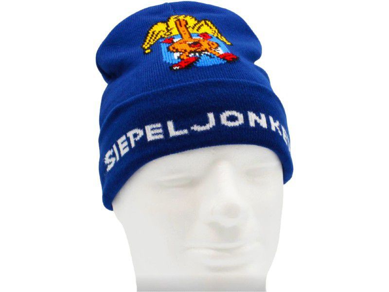 Blauwe gebreide beanie