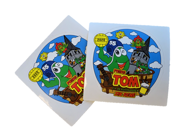 2 bedrukte stickers prins tom